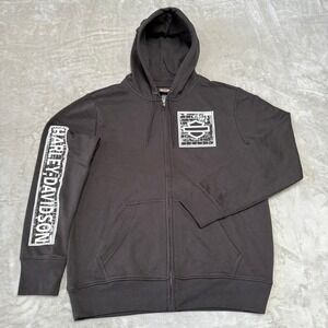 Harley-Davidson Full Zip Hoodie Mens Medium Black Pockets Motorcycles New NWOT